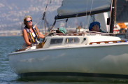 Leah at the helm